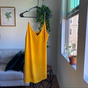 Yellow/Gold Satin Slip Dress TOPSHOP